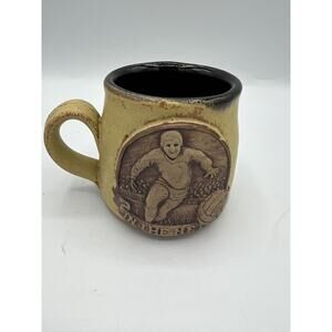 Vintage Coffee Cup Sports Theme Soccer Football Pottery Small 3in